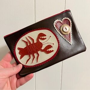 vintage eclectic coastal grandma lobster heart mini zipper pouch